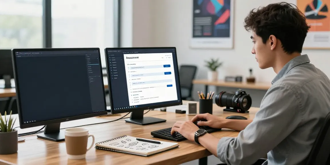 Generate Amazon listing copy with AI in a modern workspace with a professional optimizing product listings.