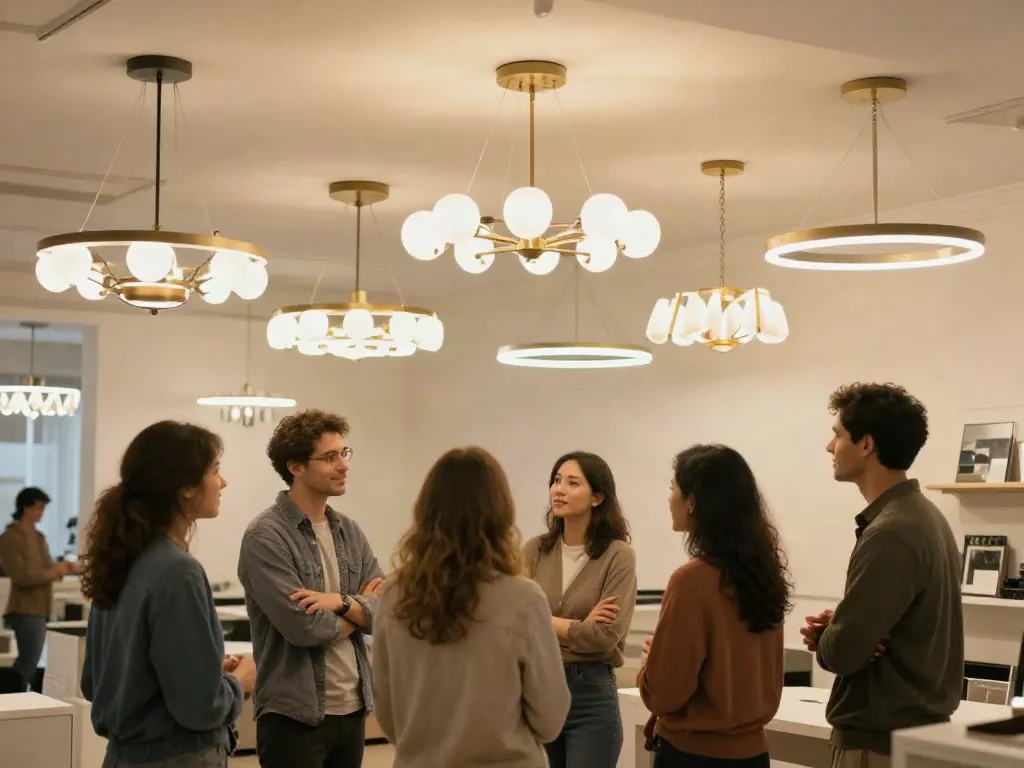 Lustre living elegante prezentate într-un magazin local de iluminat, serviciu de încredere pentru clienți.
